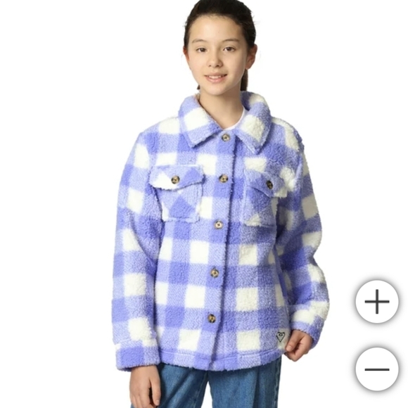 Roxy Other - Girl's Roxy Plaid Sherpa Shirt Jacket M 8-10 LIKE NEW